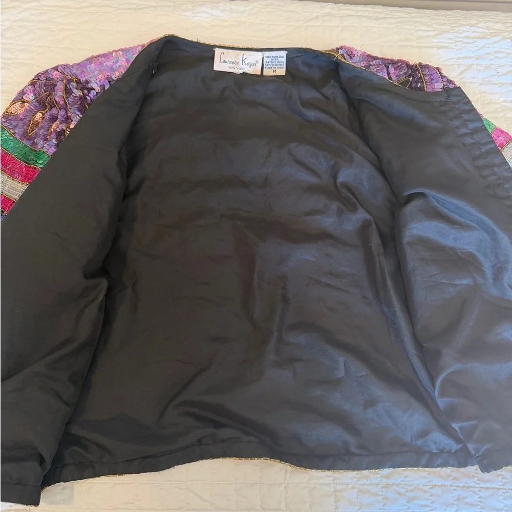 Colorful Vintage Embellished Silk Beaded Women's Jacket - Picture 8 of 8